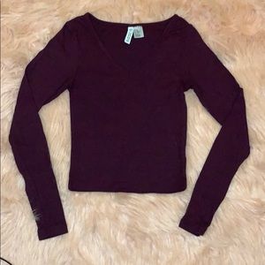 H&M Maroon long sleeve crop top